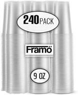 🥤 240-pack framo clear plastic cups - 9 oz bpa-free disposable glasses for party, picnic, bbq, travel, and events - ideal for ice tea, juice, soda, coffee – transparent logo