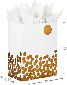 img 2 attached to Hallmark 17-Inch Extra Large Gift Bag for Christmas, Hanukkah, Weddings, Valentine's Day, Graduations with Tissue Paper, Jumbo Size, White Gold Foil Polka Dots