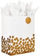 hallmark 17-inch extra large gift bag for christmas, hanukkah, weddings, valentine's day, graduations with tissue paper, jumbo size, white gold foil polka dots logo