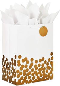 img 4 attached to Hallmark 17-Inch Extra Large Gift Bag for Christmas, Hanukkah, Weddings, Valentine's Day, Graduations with Tissue Paper, Jumbo Size, White Gold Foil Polka Dots