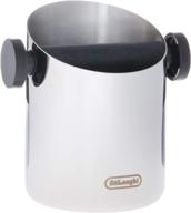 ☕️ de'longhi stainless steel knock box: easy & mess-free disposal of coffee & espresso grounds, removable bar, non-slip base, dishwasher safe - 4-inch diameter logo