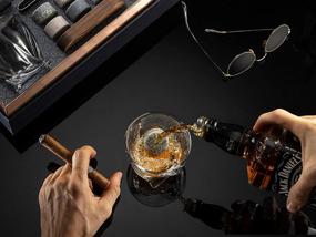 img 1 attached to 🥃 Premium Whiskey Stones Gift Set for Men - Classy Box, 6 Granite Round Whiskey Stones & 10oz Glasses - Ideal Whiskey Lovers Gifts For Men: Dad, Husband, Boyfriend