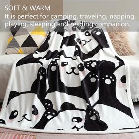 img 1 attached to 🐼 Sviuse Panda Throw Blanket: Cartoon Panda Pattern Sherpa Fleece Lightweight Throw for Bed, Sofa, and Travel - Ideal Birthday Gift for Kids, Teens (50" X 60") – Panda 7