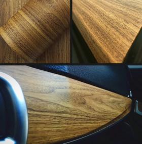 img 3 attached to Moyishi Wood Grain Vinyl Sticker Decal Roll Car Interior Home Office Furniture DIY Film Wrap 30Cmx100Cm (Gold)