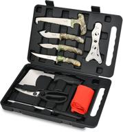 🔪 ultimate hunting knife set: 11-piece field dressing kit with high-quality knives and storage case - perfect for man, hunter, deer hunting, camping, survival, fishing логотип