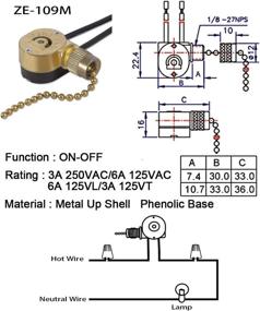 img 2 attached to Efficient Ze-109M Zing Ear Metal Pull Chain Switch for Ceiling Fan & Light Control