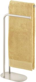 img 4 attached to 🛀 mDesign Satin Metal Towel Rack Holder - Stylish 2 Tier Organizer for Bathroom Storage and Organization