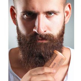 img 3 attached to 🧔 HAWATOUR Natural Wood Beard and Mustache Comb with Dual Fine & Coarse Teeth for Men