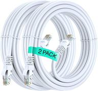 10-футовый сетевой кабель cat6, 2 шт. - высокоскоростная сеть lan, интернет-кабель rj45. чистая медь, сертифицированный ul, белые кабели логотип