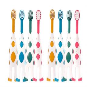 img 4 attached to 🦌 Extra Soft Little Deer Kids Toothbrush - 8-Pack for Ages 2-8 (Pink, Orange, Blue, Green)