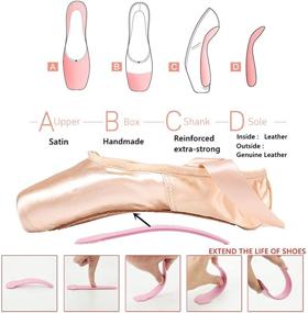 img 2 attached to 🩰 Nexete Ballet Pointe Shoes for Girls and Women - Satin Dance Slipper Flats with Toe Pad, Ribbon, and Resilient Leather Sole for Full Pointe Reach