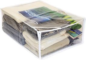 img 1 attached to Clear Vinyl Zippered Comforter Storage Bags 13 x 19.5 x 6.5 🛏️ Inch - Convenient 5-Pack with 9 x 9 Insert Pocket and Display Cutout!