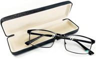 premium blue light blocking reading glasses for men - classic metal 👓 frame computer readers with uv400 protection and spring hinges | matte black, 2.0 logo