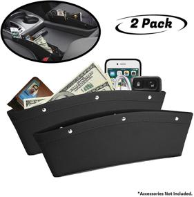img 4 attached to 🚗 Lebogner 2 Pack Car Seat Gap Filler - Premium PU Leather Console Organizer, Car Pocket Accessories, Interior Caddy Catcher, Side Drop Seat Gap Filler