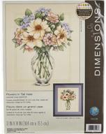 🌸 vibrant dimensions cross stitch flowers in vase: white, pink, green, purple logo
