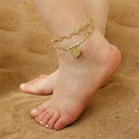 img 2 attached to Double Layered Anklets Initial Bracelets - Women's Jewelry