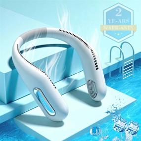 img 4 attached to Portable Bladeless Neck Fan - 2400mAh Hands-Free & Rechargeable, 3-Speed Battery Operated Hanging, USB Powered Wearable Leafless Personal Neck Fans for Big Neck Gift. 360 Degree Air Conditioner - Quiet for Outdoor Activities