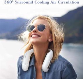 img 3 attached to Portable Bladeless Neck Fan - 2400mAh Hands-Free & Rechargeable, 3-Speed Battery Operated Hanging, USB Powered Wearable Leafless Personal Neck Fans for Big Neck Gift. 360 Degree Air Conditioner - Quiet for Outdoor Activities