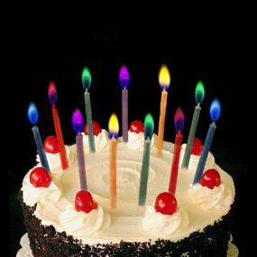 img 1 attached to 🎂 Medium Birthday Candles with Colored Flames - 24-Pack, 3 Inch Candles