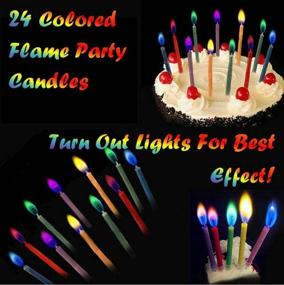 img 2 attached to 🎂 Medium Birthday Candles with Colored Flames - 24-Pack, 3 Inch Candles