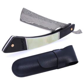 img 4 attached to 🪒 Zertone Damascus Straight Razor - VG10 Steel Blade - Ebony and Acrylic Scale - Barber Straight Razor (Black)