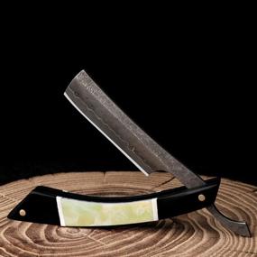 img 2 attached to 🪒 Zertone Damascus Straight Razor - VG10 Steel Blade - Ebony and Acrylic Scale - Barber Straight Razor (Black)