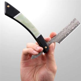 img 3 attached to 🪒 Zertone Damascus Straight Razor - VG10 Steel Blade - Ebony and Acrylic Scale - Barber Straight Razor (Black)