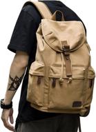 🎒 vintage canvas backpack for men and women, usb charging port travel laptop backpack, school college book bag, casual rucksack fits 15.6 inch laptop logo