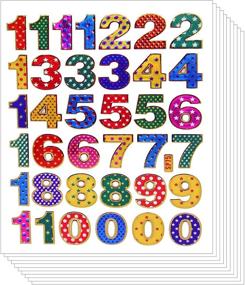 img 2 attached to 🔢 Vibrant 0 to 9 Decorative Sticker Set - Primary Number Digi Count Peel Label (10 Sheets, Assorted Colors)