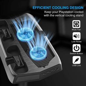 img 3 attached to 🎮 DLseego PS5 Charging Stand with Cooling Fan, Multi-Function Charger Station, 2 Controller Charging Docks, LED Indicators, 3 USB Ports, and Retractable Game Storage Bracket