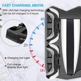 img 2 attached to 🎮 DLseego PS5 Charging Stand with Cooling Fan, Multi-Function Charger Station, 2 Controller Charging Docks, LED Indicators, 3 USB Ports, and Retractable Game Storage Bracket