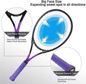 img 3 attached to 🎾 LUNNADE Adults Tennis Racket 27 Inch - Shockproof Carbon Fiber Tennis Racquet Lightweight, Pre-Strung & Regrip - Ideal for Beginner to Intermediate Players