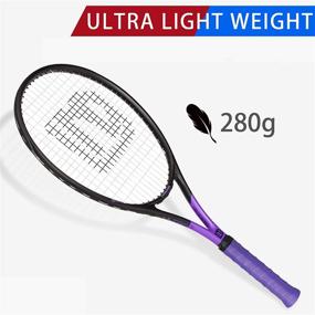 img 2 attached to 🎾 LUNNADE Adults Tennis Racket 27 Inch - Shockproof Carbon Fiber Tennis Racquet Lightweight, Pre-Strung & Regrip - Ideal for Beginner to Intermediate Players