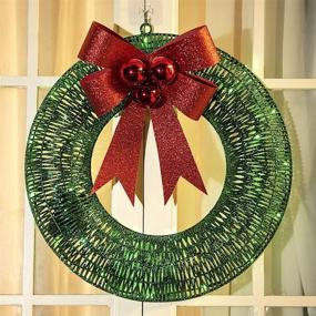img 4 attached to 🎄 Vanthylit Lighted Christmas Wreath 18.5", 40LT Battery Operated Green LED Lights, Wreath Frame Covered with Green Glittering Sequins, for Christmas Home Wall Door Decoration