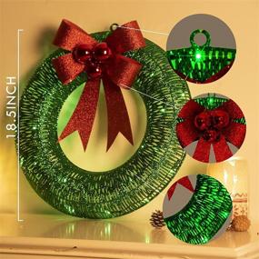 img 1 attached to 🎄 Vanthylit Lighted Christmas Wreath 18.5", 40LT Battery Operated Green LED Lights, Wreath Frame Covered with Green Glittering Sequins, for Christmas Home Wall Door Decoration