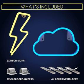 img 3 attached to LED Cloud Neon Sign with Lightning Bolt (Warm and Blue) - Bedroom Neon Lights for Wall Decor - Cloud Light LED Sign for Bedroom