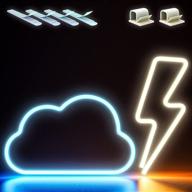 led cloud neon sign with lightning bolt (warm and blue) - bedroom neon lights for wall decor - cloud light led sign for bedroom логотип