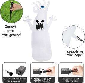 img 3 attached to 👻 Glowing HOOJO 10 FT Giant Scary Ghost Halloween Inflatable: Yard Decor with LED Lights & Flame Effect