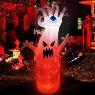 👻 glowing hoojo 10 ft giant scary ghost halloween inflatable: yard decor with led lights & flame effect logo