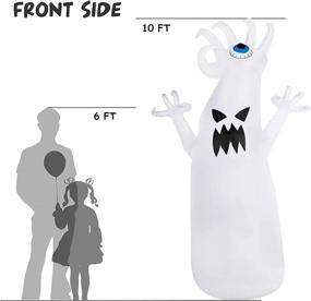 img 1 attached to 👻 Glowing HOOJO 10 FT Giant Scary Ghost Halloween Inflatable: Yard Decor with LED Lights & Flame Effect