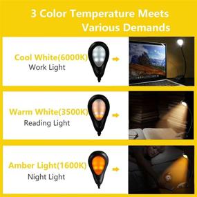 img 2 attached to 📚 LEDGLE Amber Book Light for Bed Reading, Eye-Care LED Reading Light, 3 Color Modes, 1600K-6000K, Rechargeable, 3 Brightness Levels