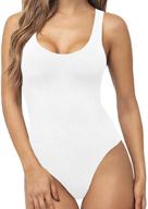 👗 mangopop womens racerback ribbed bodysuit - trendy women's clothing for bodysuits logo