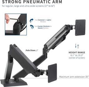 img 3 attached to 🎮 Enhance Your Gaming Setup with VIVO Premium Dual 17 to 32 inch Gaming Pneumatic Monitor Arms Clamp-on Desk Mount Stand - Blue LED Lights, Max VESA 100x100, Black STAND-GM2BB