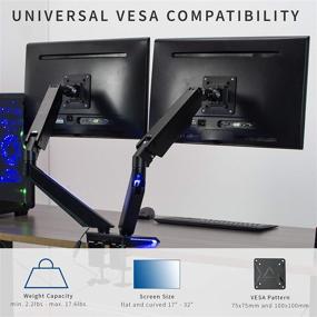 img 1 attached to 🎮 Enhance Your Gaming Setup with VIVO Premium Dual 17 to 32 inch Gaming Pneumatic Monitor Arms Clamp-on Desk Mount Stand - Blue LED Lights, Max VESA 100x100, Black STAND-GM2BB