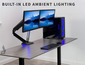 img 2 attached to 🎮 Enhance Your Gaming Setup with VIVO Premium Dual 17 to 32 inch Gaming Pneumatic Monitor Arms Clamp-on Desk Mount Stand - Blue LED Lights, Max VESA 100x100, Black STAND-GM2BB