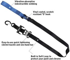 img 2 attached to 🏍️ XSTRAP 2 Pack Heavy Duty Motorcycle Ratchet Tie Down Straps with Safety Clip Hooks, Soft Loops, and 1.5 Inch by 6 Foot Length - Ideal for Securing Motorcycles, Dirt Bikes, Kayaks, ATVs, UTVs, and Landscaping Equipment