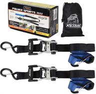 🏍️ xstrap 2 pack heavy duty motorcycle ratchet tie down straps with safety clip hooks, soft loops, and 1.5 inch by 6 foot length - ideal for securing motorcycles, dirt bikes, kayaks, atvs, utvs, and landscaping equipment logo