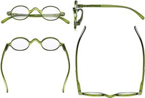 img 3 attached to 👓 Eyekepper Vintage Small Oval Round Reading Glasses with Spring Hinges, Green Frame for Men and Women, +1.50 Magnification