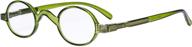 👓 eyekepper vintage small oval round reading glasses with spring hinges, green frame for men and women, +1.50 magnification logo