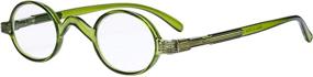 img 4 attached to 👓 Eyekepper Vintage Small Oval Round Reading Glasses with Spring Hinges, Green Frame for Men and Women, +1.50 Magnification